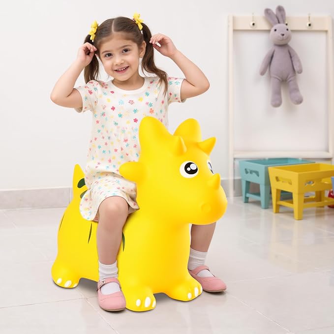 INPANY Bouncy Horse, Dinosaur Hopper Toys for Boys, Gifts Toy for Kid | Eco-Friendly PVC, Low Center Gravity, Cute Cartoon Design, Load 100 Lbs, Learn & Exercise & Active Fun, Gifts for 1-3 Kids