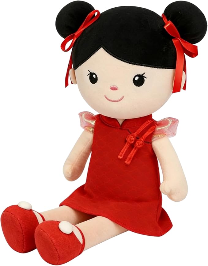 Soft Baby Doll Toys,16inch Baby Rag Doll for Girls Birthday Gifts Cuddly Plush Toys for Toddler Kids (Cheongsam Girl)