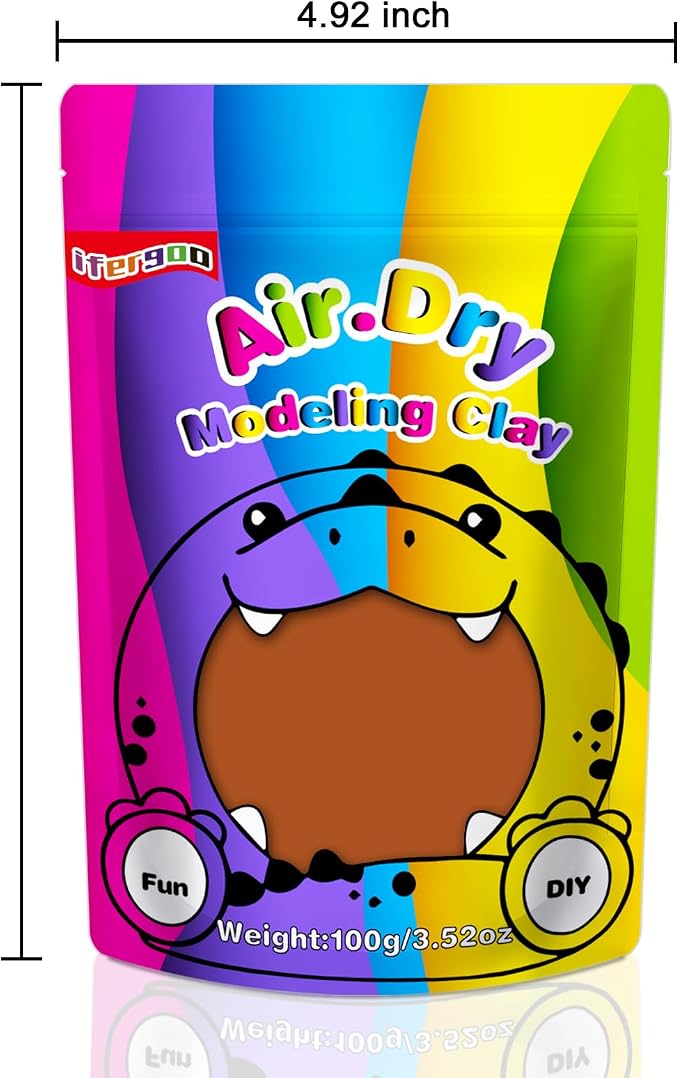 ifergoo Brown Air Dry Clay, DIY Creative Modeling Clay for Kids, Super Light Magic Foam Clay for Kids Age 3-12, Soft, No-Sticky & Non-Toxic, Molding Clay for School Art & Craft Project(100g/3.5oz)