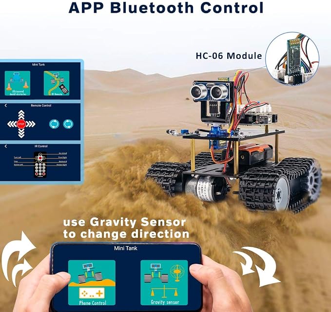 LAFVIN Programming Tank Smart Robot Car kit Support Mixly Blocks Coding/App Control Compatible with Arduino IDE
