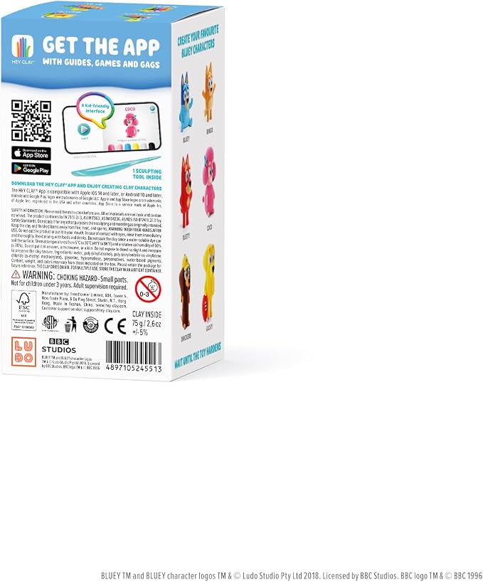 HEY CLAY Bluey & Friends - Air-Drying Clay for Kids - Arts and Crafts Creative Modeling Clay Kit Children Ages 4-8 (Coco)