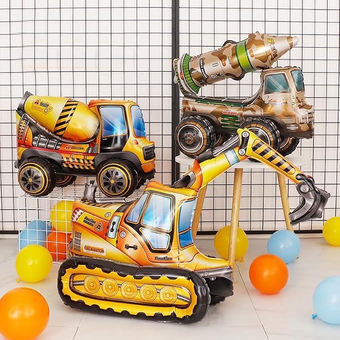 Construction Balloon Standing Mixer Truck Vehicle Birthday Foil Balloon | For Construction Vehicle Transportation Birthday Theme Party Baby Shower Decoration Supplies