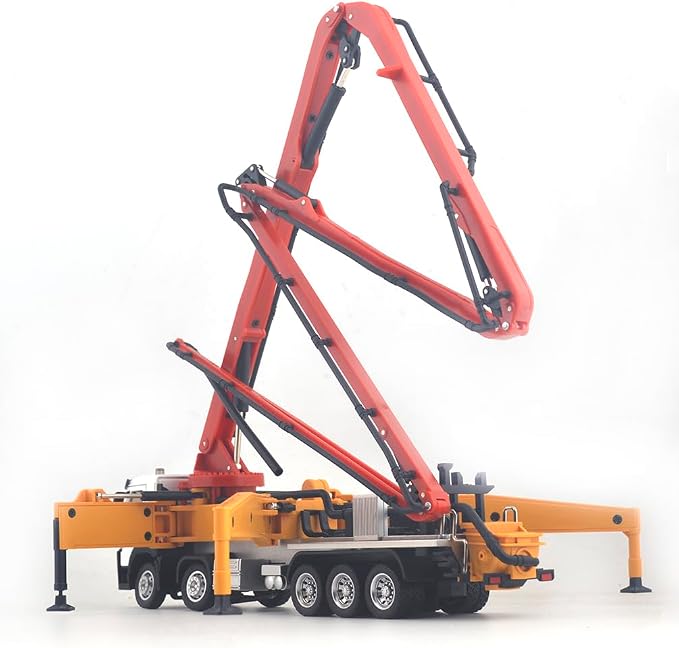 Ailejia Concrete Pump Truck Model Toy Construction Vehicle 1:50 Scale Die-cast Heavy Duty Wheeled Pump Truck Toys for Kids and Ornament (Red)
