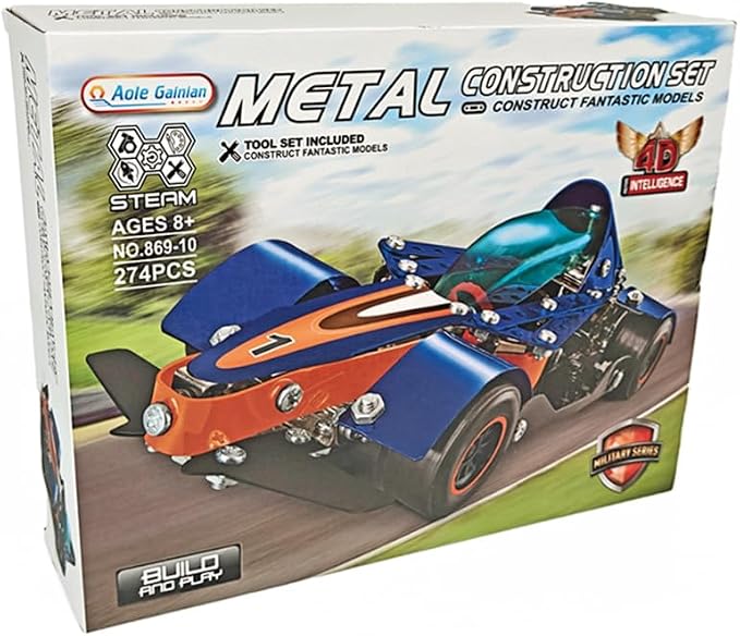 Metal Model Car Kit to Build for Kids – 274 Pcs STEM Construction Set, DIY Mechanical Engineering Toy with Tools, Durable Steel Alloy Racing Car, Advanced Educational Gift for Boys Ages 8-12
