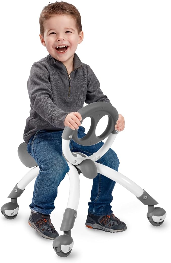 YBIKE Pewi Walking Toddler Ride On Toys - from Baby Walker to Toddler Balance Bike for Ages 9 Months to 3 Yrs, Durable Walking Buddy Push Toy, Comfortable, Indoor & Outdoor, Up to 44 Lbs, Gray