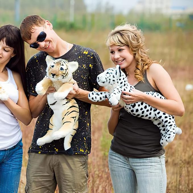 Snow Leopard Plush 23.6" Large Stuffed Snow Leopard Stuffed Animal White Leopard Plush Toys Realistic Jungle Stuffy Birthday Graduation Gifts for Kids Boys