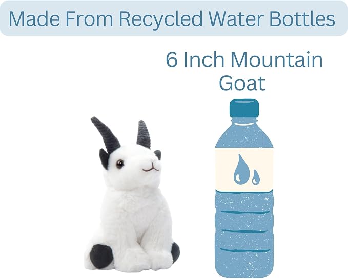 The Petting Zoo Mountain Goat Stuffed Animal Plushie, Gifts for Kids, Wild Onez Babiez Wildlife Animals, Goat Plush Toy, 6 inches