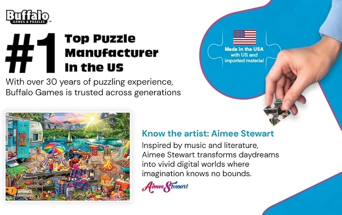 Buffalo Games Aimee Stewart - Family Campsite - Look Closer - 500 Piece Jigsaw Puzzle - 21.25 x 15 in - Hidden Images - Reference Poster - Adult Puzzles