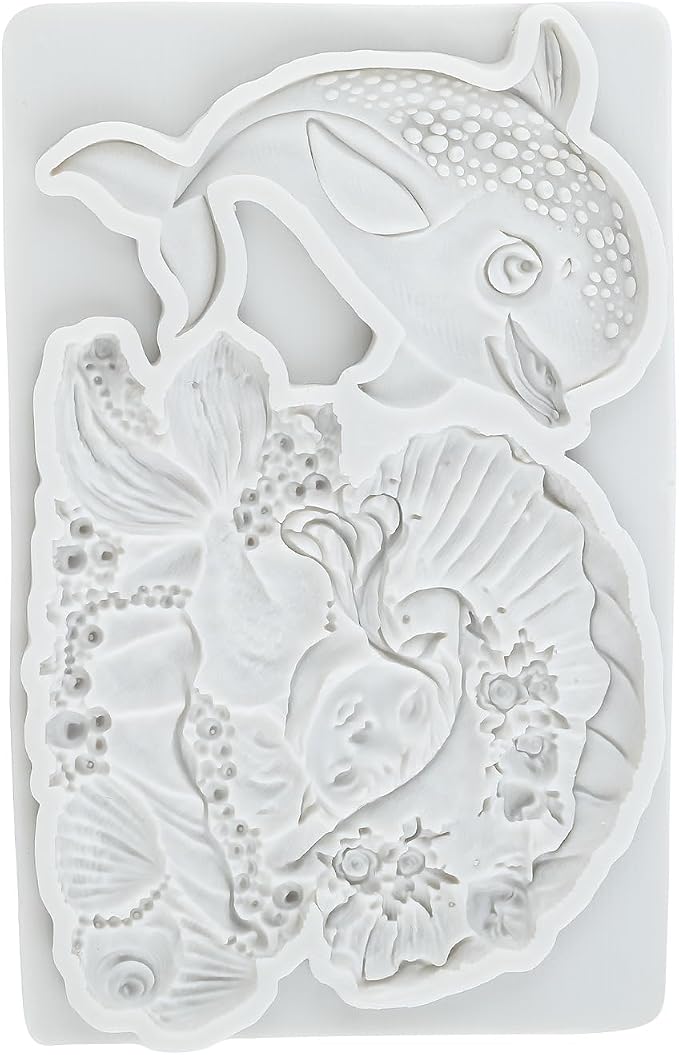 Mermaid Polymer Clay Molds Mermaid Dolphin Seashell Silicone Mold for Epoxy Resin Casting DIY Crafts Air Dry Polymer Crafts Supplies Clay Tools