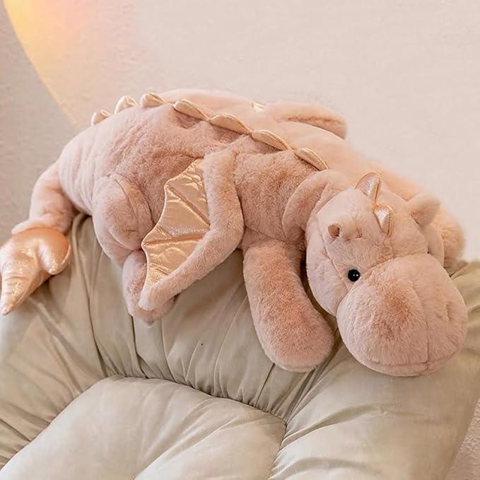 Giant Dragon Stuffed Animal 51.2" 7Lbs, Soft Weighted Plush Toy, Pink Weighted Stuffed Dragon for Kids and Adults