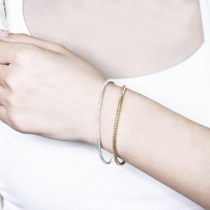 Exway 20 Pcs Snake Charm Bracelet Chain 7.0 Inch Gold and Silver Charm Bracelet Kit Snake Chain Bracelets Chain for Christmas DIY Women Jewelry Making Gifts