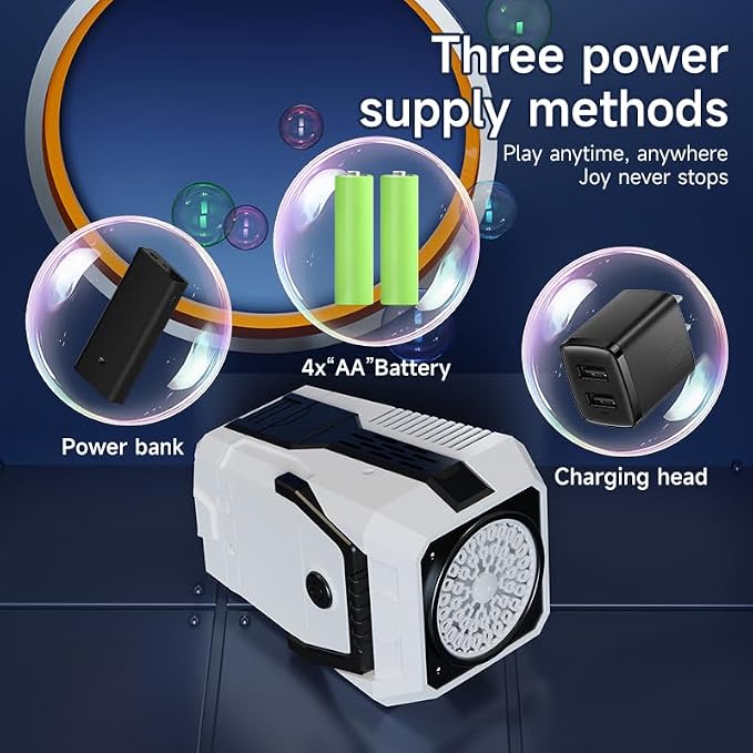 2026 Bubble Blower with LED Lights Automatic Bubble Machine Operated by USB or Battery,for Wedding/Outdoor Party Essential Toy Kids Birthday Gift