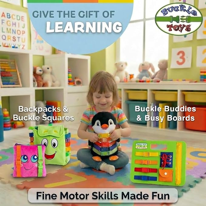 Buckle Toys - BokBok Chicken - Learning Activity Toddler Plane Travel Essential Toy - Develop Motor Skills and Problem Solving