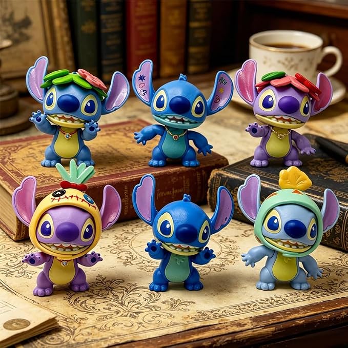6Pcs Stitch Collectible Figures, Exquisite Model Ornaments, Creative Anime Peripheral Gifts for Fans