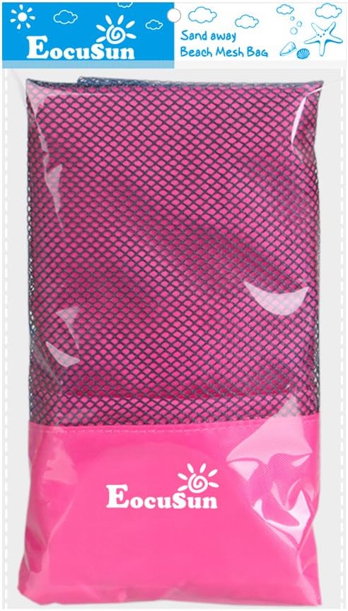 EocuSun Large Mesh Beach Bag Tote Durable Sand Away Drawstring Beach Backpack Swim and Pool Toys Balls Storage Bags Packs, Stay Away from Sand and Water, Toy Not Included