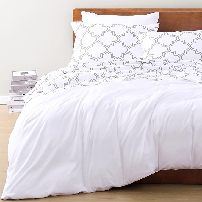 LANE LINEN King Sheets 100% Organic Cotton 4pc Percale Cooling - Trellis | Organic Cotton Percale King Sheet Set - For Hot Sleepers, All-Season Comfort, For Master Bedrooms, Crisp Hotel-Style Feel