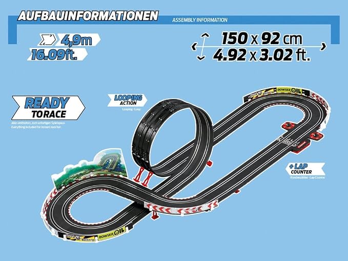 Carrera GO Mario Kart Electric Slot Car Race Track Set - Toy for Ages 6+ | Authentic Mario toys racing set. Features Mario & Luigi cars, 2 dual speed controllers & high-speed electric track