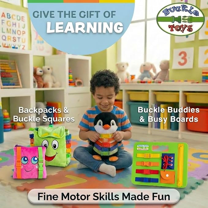 Buckle Toys Bessie Cow Learning Activity Toddler Toy | Plane Travel Essential, Develop Motor Skills, Problem Solving