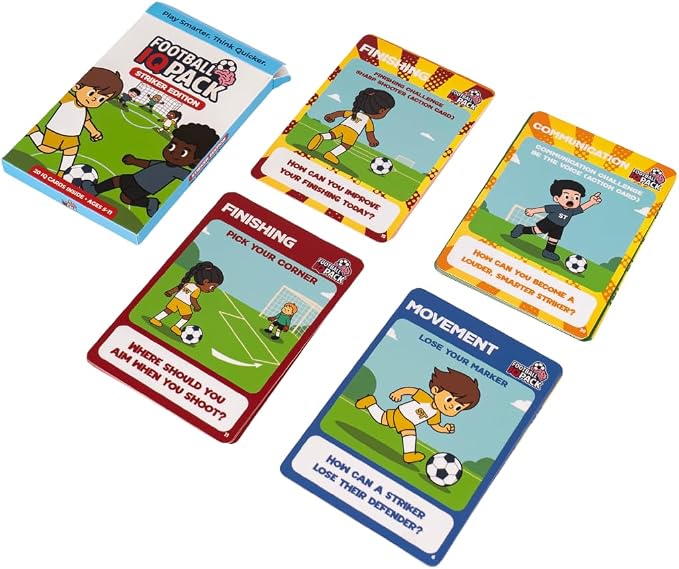 Soccer IQ Card™ – Game Intelligence Cards for Kids Ages 5–11 | Learn Mindset, Positioning, Attacking, Defending & Communication | (Striker Edition)