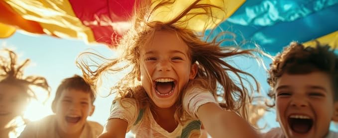 GSi Kids Play Parachute Rainbow Parachute Toy Tent Game for Children Gymnastics Cooperative Play and Outdoor Playground Activities (8 Feet)