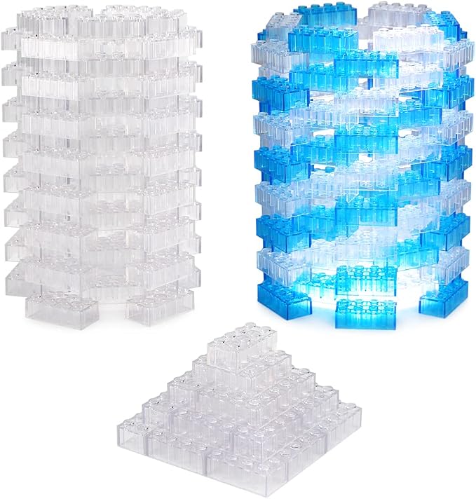 2x4 Bricks x320 Pieces Transparent Clear Parts Classic Building Kit Creative Play Set Blocks Toy Basic Accessories Compatible with 3001 Major Brands (Trans-Clear)