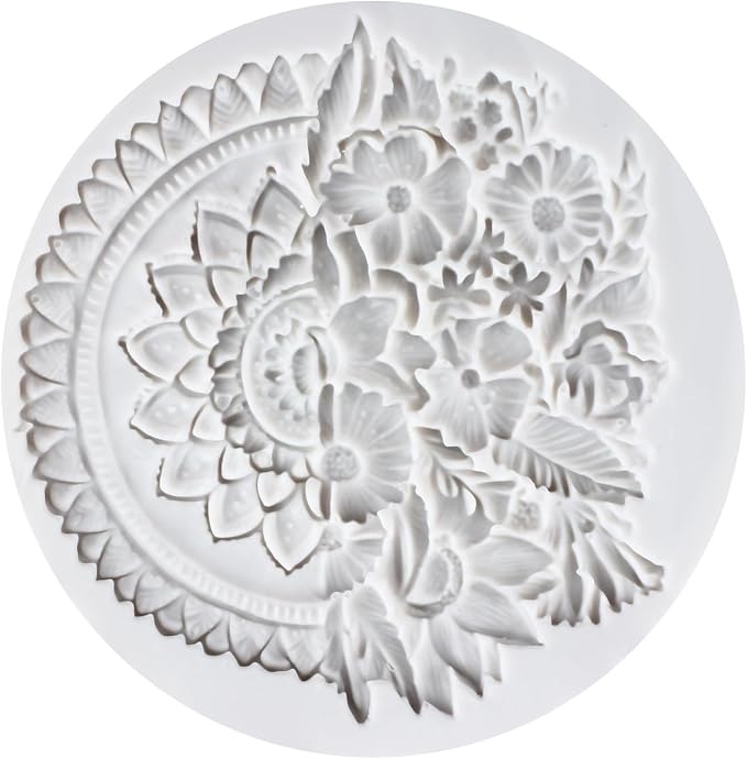 Baroque Flower Frame Polymer Clay Molds Baroque Relief Frame Silicone Mold for Epoxy Resin Casting DIY Crafts Air Dry Polymer Crafts Supplies Clay Tools