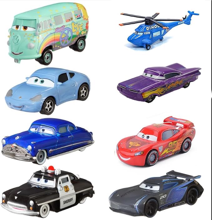 6PCS Movie Cars 2 3 Cars Assortment 1:55 Loose Diecast Vehicles Toys (6 PCS CAR Toy) (8 PCS B)