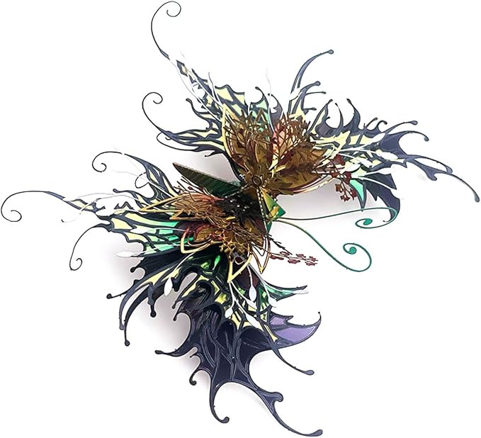 3D Metal Butterfly Puzzle for Adults, 50PCS Steampunk Mechanical Insect Model Kit, No Glue Snap-Fit Assembly, Iridescent Wing Design, Desktop Sculpture