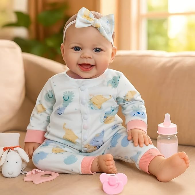 SCOM Baby Doll Girl, 18 inch Realistic Soft Body Baby Doll Real Life Cute Baby with Accessories for 3+ Year Old Christmas Birthday Gifts