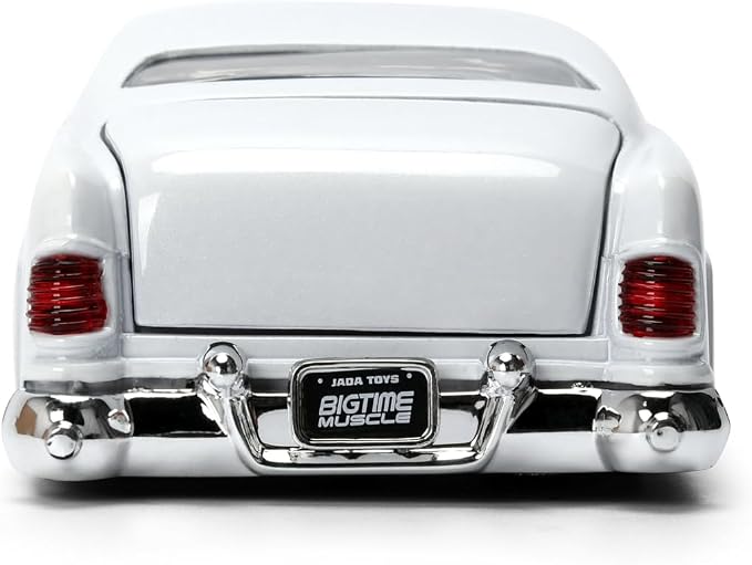Jada Toys Bigtime Muscle 1:24 1951 Mercury Die-cast Car – Opening Doors, Hood, Trunk, Rubber Tires(White/Gold Flames)