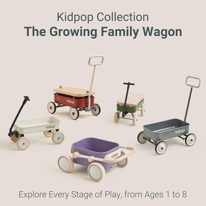 Kidpop Pula-Mini First Wagon for Toddlers, 4-Wheel Baby Pull Toy Cart for Kids Ages 1-3, Indoor & Outdoor Push Walker Toy, Ideal 1 Year Old Birthday Gifts (Blue)