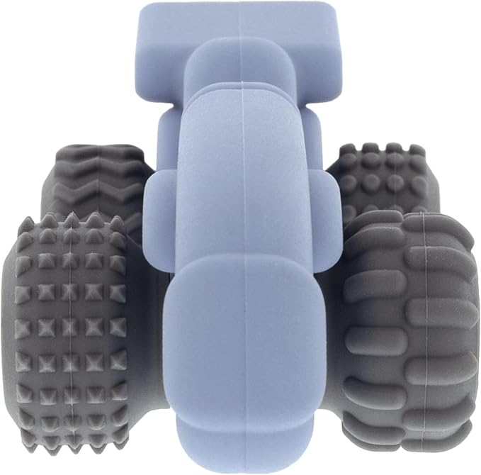 Nuby Silicone Teether Toy for Babies – Textured Teething Car with Moving Wheels, Easy to Hold, Soothes Sore Gums, Encourages Tactile Development & Hand-Eye Coordination, Blue Racecar
