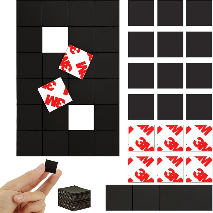 Magnetic Squares with Adhesive Backing(144PCS Each 3/4" x 3/4"),Self Sticky Pre-Cut Magnet Tape Strip for Classroom Decor,Family Activities,Peel and Stick for Cards/Picture/Poster (80mil Magnet)