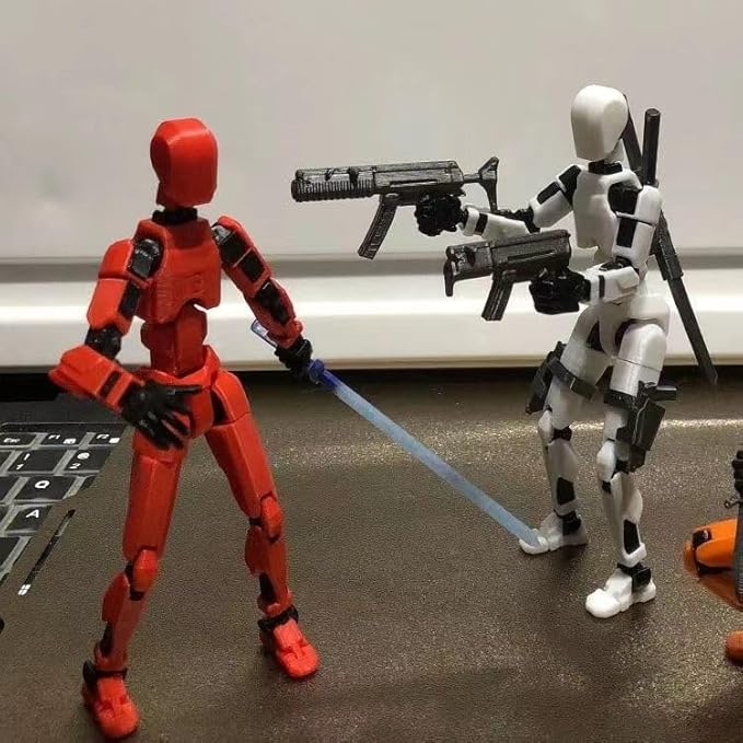DANONI Titan13 Action Figure, Lucky Robot 13 Action Figures, 3D Printed Multi-Jointed Movable Action Figure, Dummy Robot 13 Figures Toy for Desktop Decorations Game Gifts (Red)