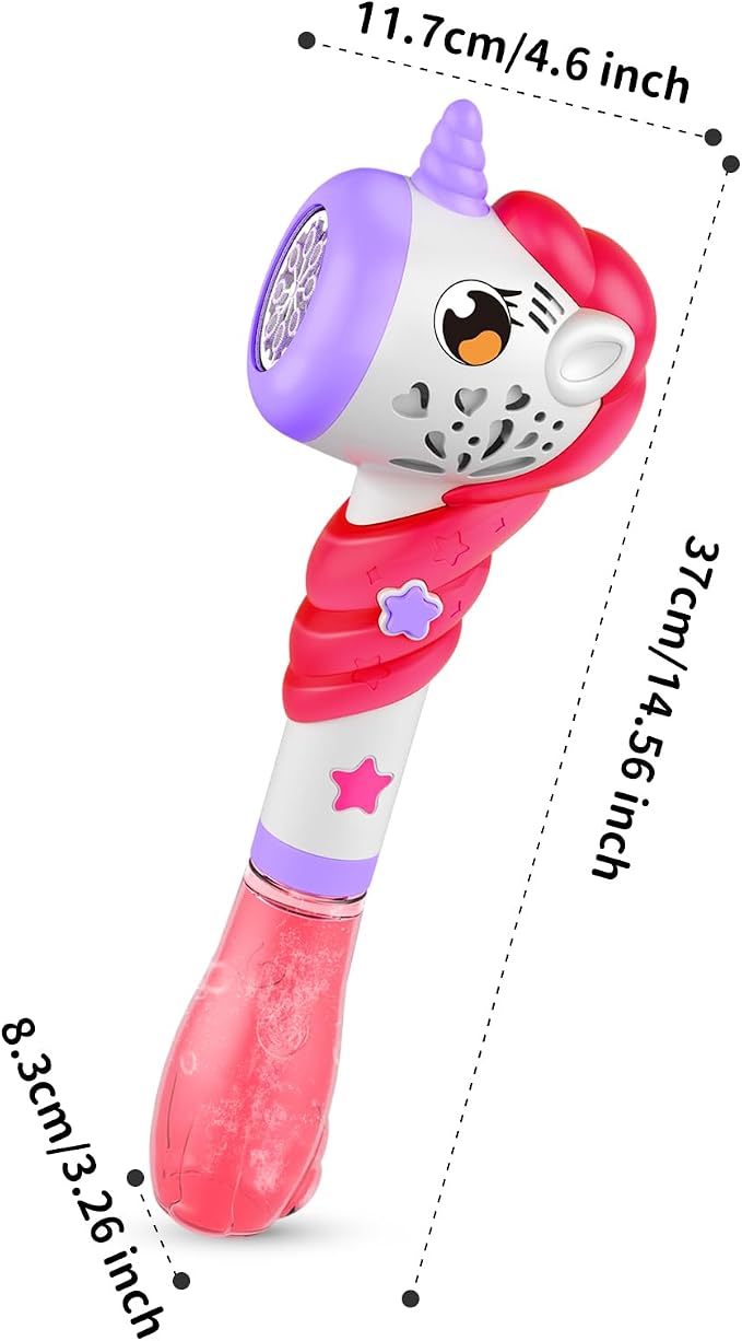 Bubble Machine Wand for Toddler Girls Toy, Automatic Bubble Machine Maker Blower Toys with Light, Outdoor Mower Party Toys for 3 4 5 Year Old Girl Easter Birthday Gifts Include Bubble Solution