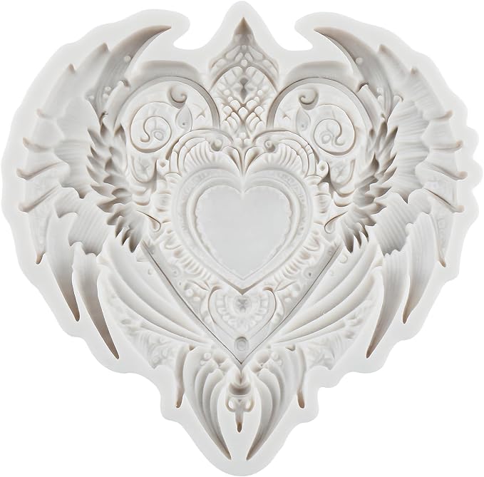 Heart Wing Polymer Clay Molds Baroque Heart Shape Wing Silicone Mold for Epoxy Resin Casting DIY Crafts Air Dry Polymer Crafts Supplies Clay Tools