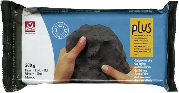 Activa Plus Clay, Black, 1.1lb (500g) - Natural Self Hardening Air-Dry Clay - Professional Clay for Modeling, Arts & Crafts