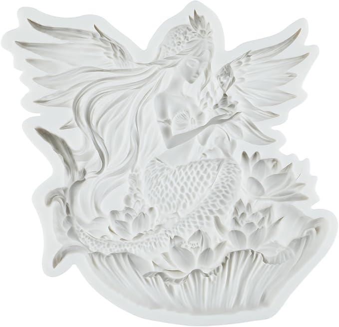 Mermaid Polymer Clay Molds Angel Mermaid Seashell Flower Silicone Mold for Jewelry Making Epoxy Resin Casting Air Dry Polymer Clay Craft