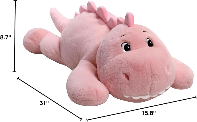 XMV 31 inch 5 lbs Dinosaur Weighted Stuffed Animals, Large Weighted Plush Animal, Cute Plush Toy Pillow, Soft Dino Plushie Gifts for Adults, Kids, Boys and Girls (Pink)