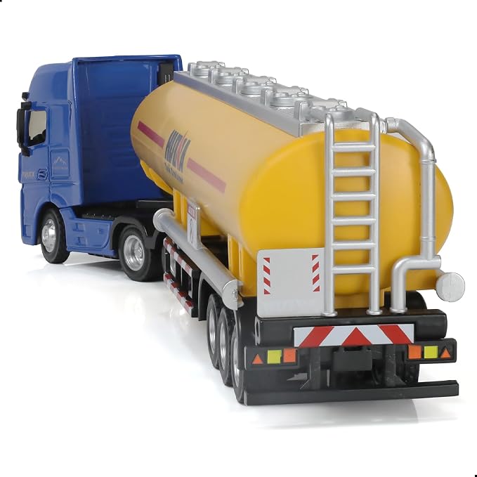 Tanker Semi Truck Toy, Large 1/50 for MAX Diecast Model Oil Tank Metal Transport Truck, Semi Truck and Trailer Gifts for Boys Adult Model Car Collector -BlueYellow