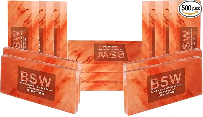 Bulk Himalayan Salt Tiles for Sauna Spa, 8 x 4 x 0.75 Inches, Natural Pink Salt Bricks Stone Blocks for Building Sauna Room, Spa Walls, Massage, Dry Aging, Wellness Centers, Home DIY Decor (200, pink)