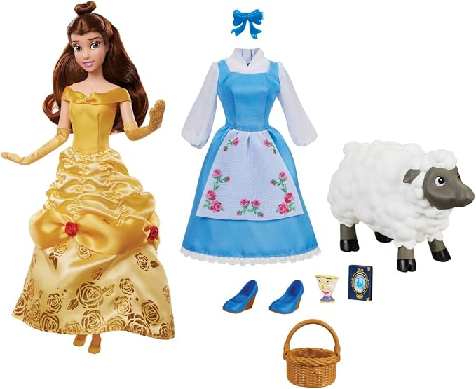 Disney Store Official Belle Story Doll - 11 Inches - Includes Coloring Book and Additional Dress, Princess Doll in Classic Outfit, Disney Princess Toys
