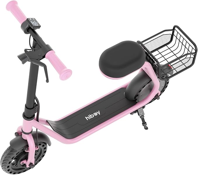Hiboy Q2 Lite Electric Scooter for Kids with Seat for Ages 4-10, 5-Mile Range, 3-Speed Adjustable up to 9.3 MPH, Front Brake, LED Neon Lights