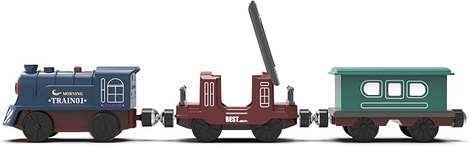 Battery Operated Train for Wooden Track, 3Pcs Motorized Train Toy for 3 4 5+Years Old Boy Girl Toddlers, Electric Trains Compatible with Thomas & Friends, Brio and Chuggington