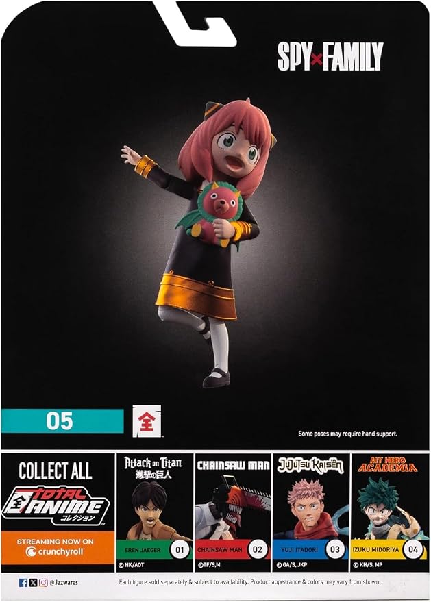 Total Anime Anya Forger - 6.5-Inch Scale Figure with Swappable Faceplates, Alternate Hands, Teddy Bear, and TV Set