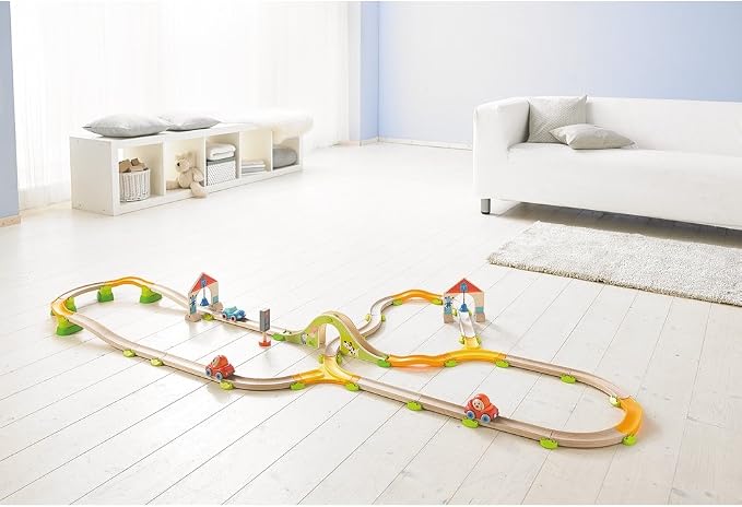 HABA Ball Track Expansion Set, Straight Tracks and Curves for Kullerbu Ball Run Sets, 8 Piece Set Marble Run Building Sets for Kids Ages 2-6