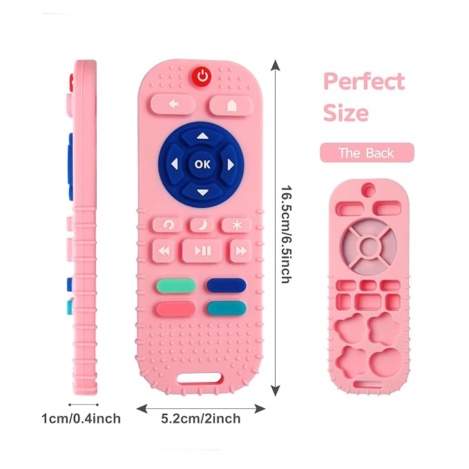 Hooku Silicone Teething Toys for Babies 0-6 Months, Teethers for Babies 6-12 Months, Remote Teether for Baby, Sensory Toys for Babies, Baby Chew Toys