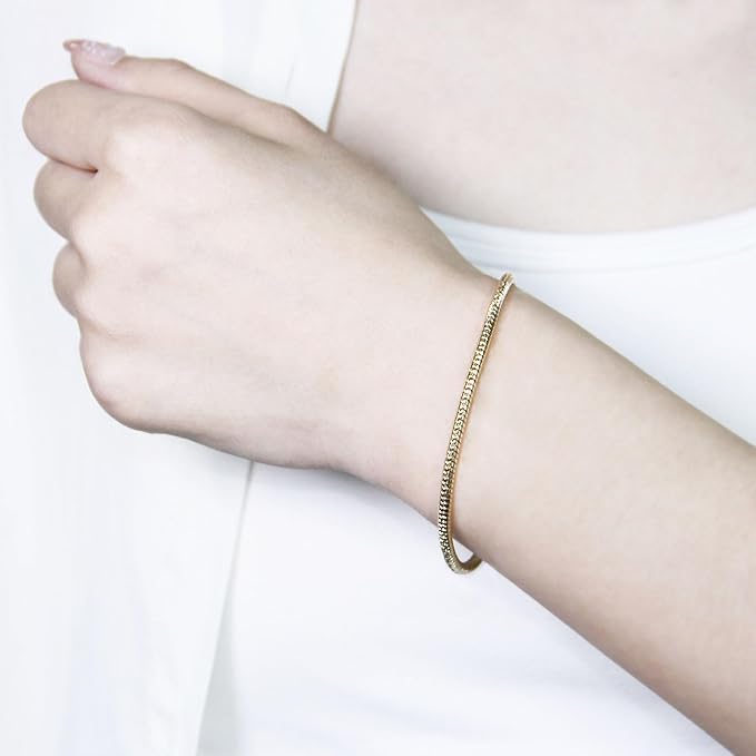 Exway 10 Pcs Snake Charm Bracelet Chain 7.5 Inch Gold Charm Bracelet Kit Snake Chain Bracelets Chain for Christmas DIY Women Jewelry Making Gifts