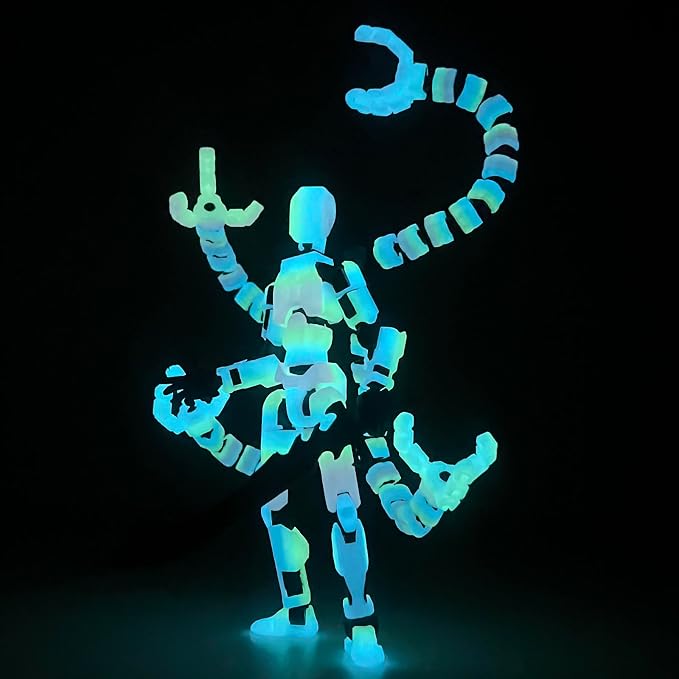 T13 Already Assembled Action Figure Accessories,T13 Multi-Jointed Movable,for Collectors Desktop Decorations t-13 Movability 3D Printed Toys (Luminous, 7.2inch)