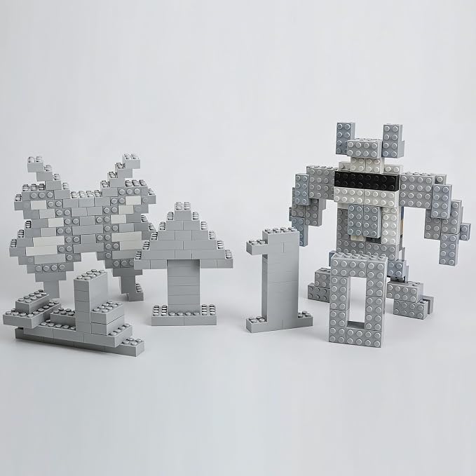 HUIZDQ 200 Piece Classic Small Building Bricks, 2x4 Building Blocks STEM Creative Build Toys, MOC Bulk Bricks DIY Play Set for Kids Age 6+(Light Grey, Small Bricks, 1.25x0.62x0.47 in)